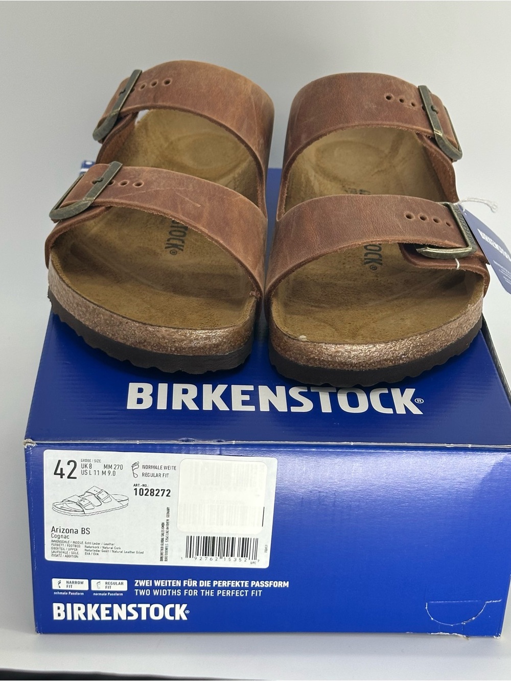 Birkenstock Arizona Cognac Oiled Leather Sandals Men’s 9 Regular Fit EU 42